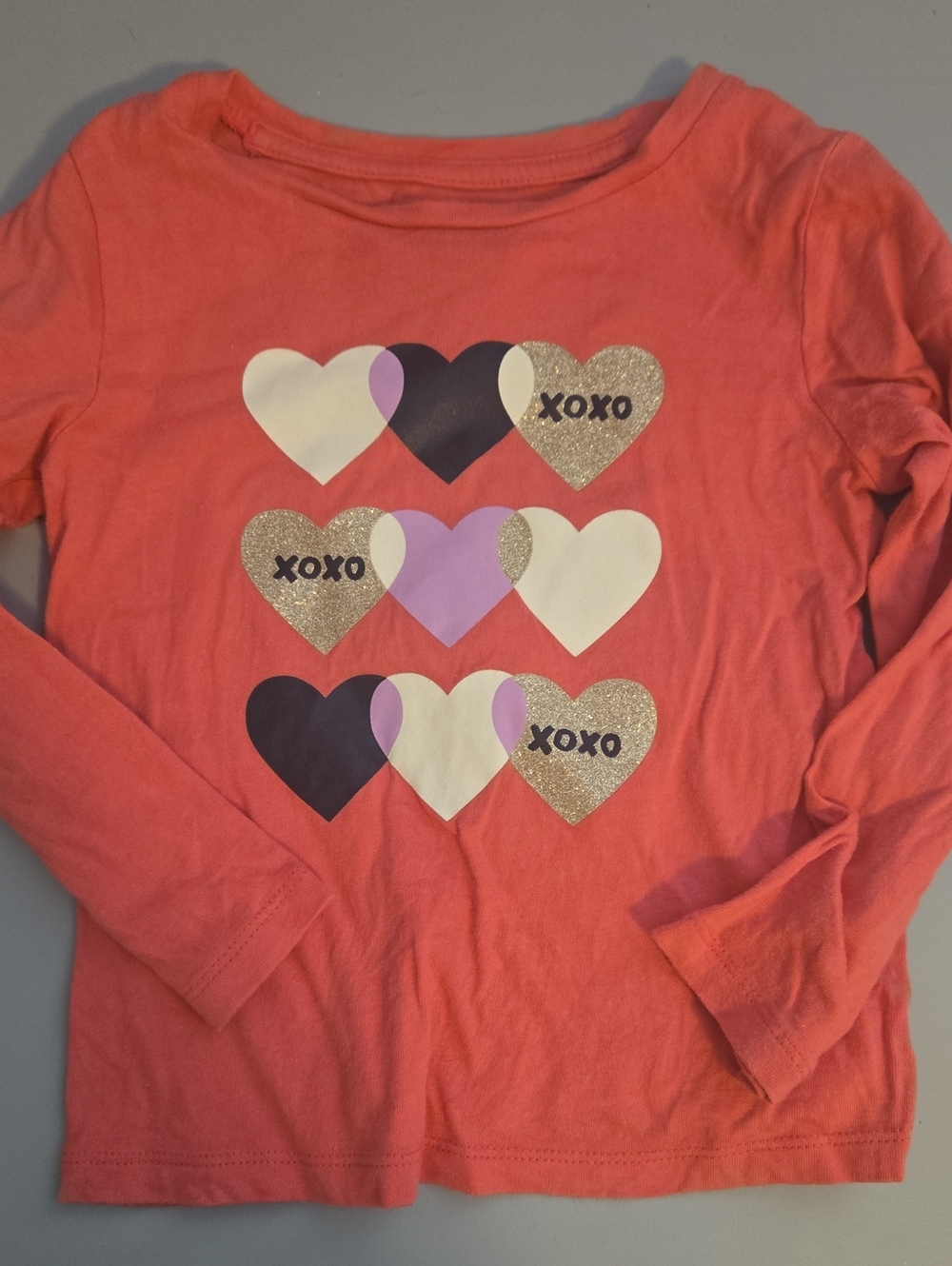 GAP Pink Long-Sleeve Heart Graphic Tee - Glitter XOXO 3T